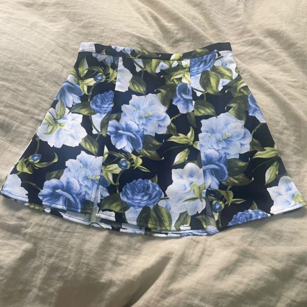 Black with Flower Print Skirt